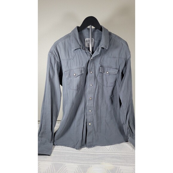 Ariat Retro Fit Western Snap Button Shirt XL Gray Long Sleeve 100% Cotton - Picture 1 of 5